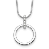 White Ice Sterling Silver Rhodium-Rhodium-Plated Diamond Open Circle 18inch Necklace plus 2 inch Extender